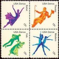 (№1978-1335) Лист марок США 1978 год "США Танцевальный блок 4", Гашеный