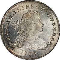 (1795, бюст по центру) Монета США 1795 год 1 доллар  1. Малый орёл  XF