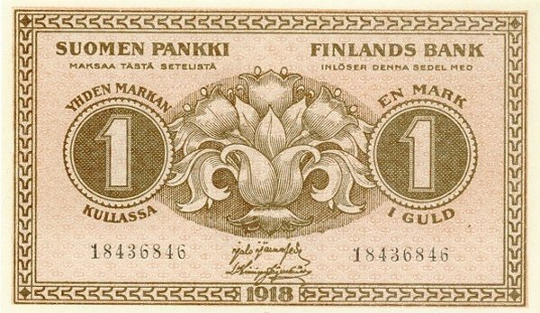 (,) Банкнота Финляндия 1918 год 1 марка    UNC