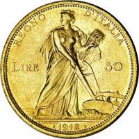(№1910km49) Монета Италия 1910 год 50 Lire (Aratrice)