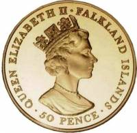 (№2001km71b) Монета Фолклендские Острова 2001 год 50 Pence (Королева Елизавета)