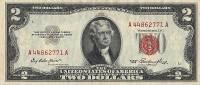 (1953) Банкнота США 1953 год 2 доллара "Томас Джефферсон"   UNC