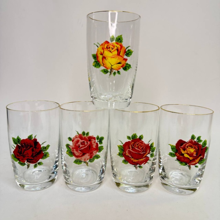 Стопки рюмки розы стекло СССР 6 штук