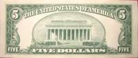 () Банкнота США 1953 год 5  ""   UNC