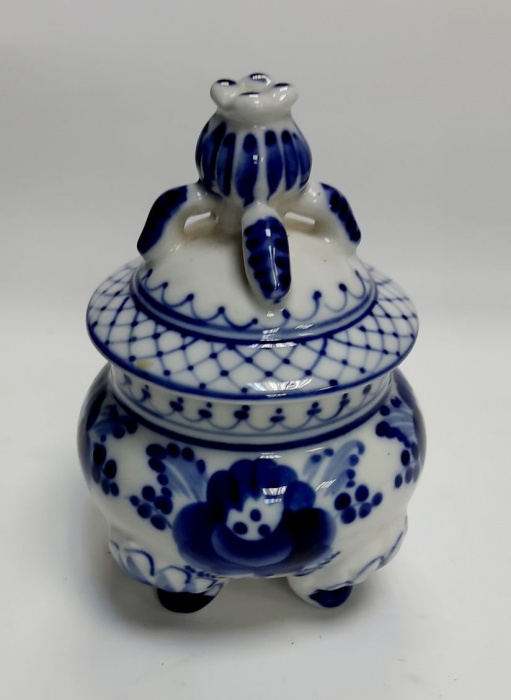 Сахарница &quot;Гранат&quot;, фарфор, гжель.