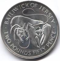 () Монета Остров Джерси 1972 год 2 фунта ""   UNC