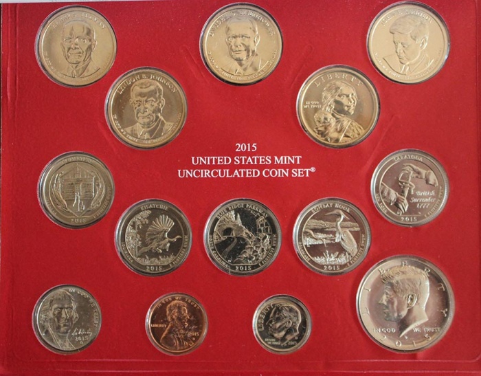 (2015pd, 28  м.) Набор США 2015 год   UNC