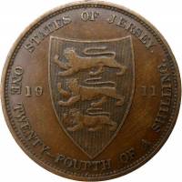 (№1911km11) Монета Джерси 1911 год 1/24 Shilling (усилитель)