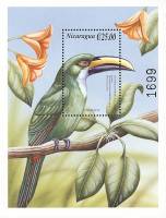 (№2000-307) Блок марок Никарагуа 2000 год "Изумруд Aulacorhynchus Toucanet prasinus", Гашеный