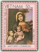 (1984-118a) Марка Вьетнам "Мадонна Болоньини"  Без перфорации  450 лет со дня смерти Антонио Корредж