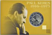 (003) Монета Эстония 2016 год 2 евро "Пауль Керес"  Биметалл  Буклет