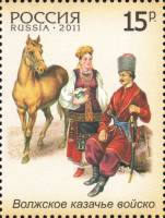 (2011-) Лист марок (9 м 3х3) Россия "История российского казачества"  III O
