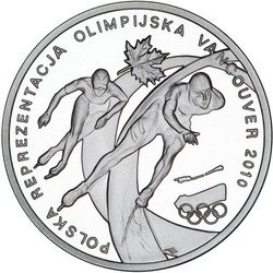 2010 Монета Польша 2010 год 10 злотых XXI Зимняя Олимпиада Ванкувер 2010  Серебро Ag 925  PROOF