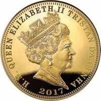 (№2017) Монета Тристан да Кунья 2017 год 5 Crowns (Защита Дарвин - Позолоченные)