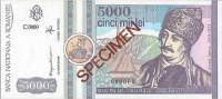 (,) Банкнота Румыния 1992 год 5 000 лей "Аврам Янку"   UNC