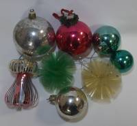 Набор ёлочных игрушек "Ассорти", стекло, пластик, 8 шт., СССР (сост. на фото)