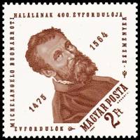 (1964-044) Марка Венгрия "Микеланджело Буонарроти"    400 лет со дня смерти Микеланджело Буанарроти 