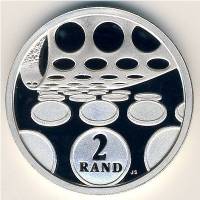 () Монета ЮАР (Южная Африка) 1992 год 2  ""   Биметалл (Серебро - Ниобиум)  UNC