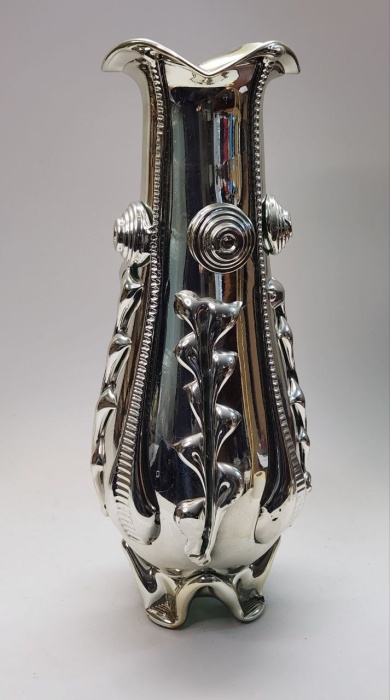 Ваза стекло гутная техника серебрение 36 см