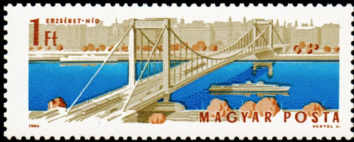 (1964-087) Марка Венгрия &quot;Елизаветинский Мост&quot; ,  III O