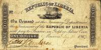 (№1863P-7c.3) Банкнота Либерия 1863 год "1 Dollar"
