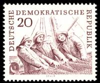 (1961-012) Марка Германия (ГДР) "Рыбацкая сеть"    Рыболовный промысел II Θ