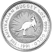 (,) Монета Австралия 1990 год 5 долларов   Биметалл (Платина - Золото)  UNC