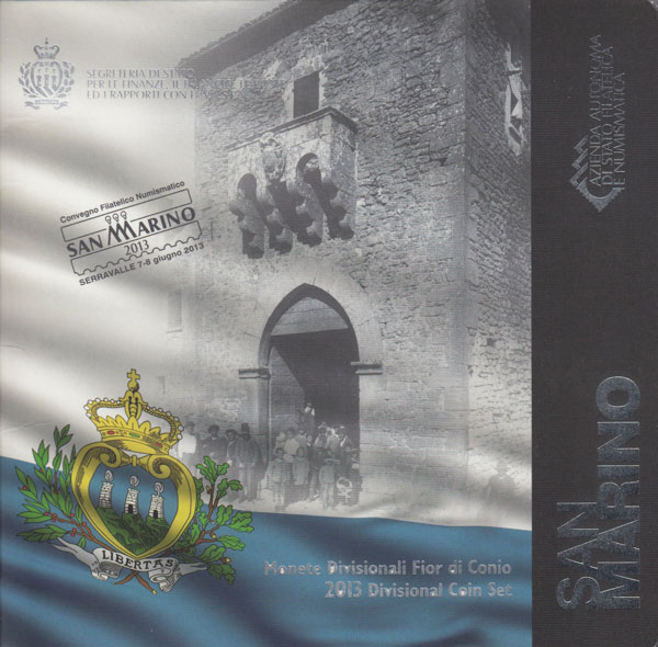 (2013, 8 монет) Набор Сан-Марино 2013 год &quot;Церковь Святого Франциска&quot; Буклет  BU
