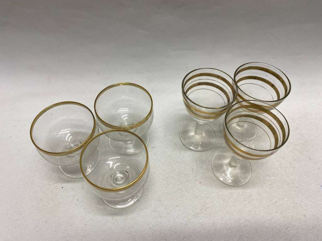 Рюмки хрусталь позолота, два дизайна, 6 шт