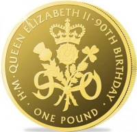 (№2016) Монета Тристан да Кунья 2016 год 1 Pound (90-летие королевы Елизаветы II - золото)