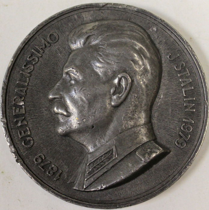 1979 Настольная медаль Чехословакия 1979 год  , И.В. Сталин. 100 лет со дня рождения  Сталь  VF