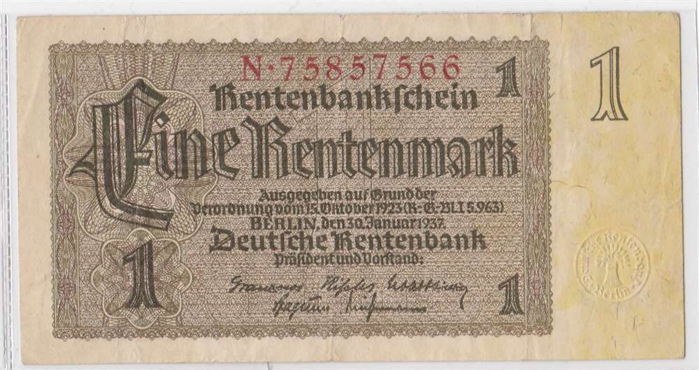 1 рейхмарка 1937 год Германия