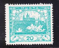 (1918-86) Марка Чехословакия "Собор Св. Николая (Сине-зеленая)" Перф греб 13¾:13½    Градчаны (Станд