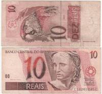 (1997) Банкнота Бразилия 1997 год 10 реалов "Республика"   VF
