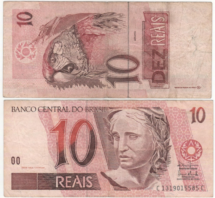 (1997) Банкнота Бразилия 1997 год 10 реалов &quot;Республика&quot;   VF
