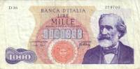 (№1966P-96d.2) Банкнота Италия 1966 год "1,000 Lire" (Подписи: Carli and Febbraio)