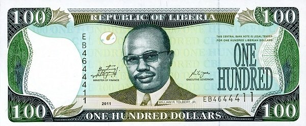 Банкнота Либерия 2011 год 100 долларов Уильям Ричард Толберт   UNC