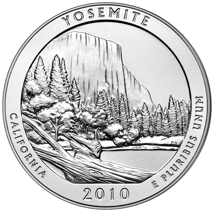 (003d) Монета США 2010 год 25 центов &quot;Йосемити&quot;  Медь-Никель  UNC