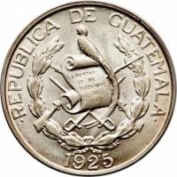(№1925km240.1) Монета Гватемала 1925 год frac14; Quetzal