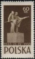 (1955-008) Марка Польша "Памятник (Темно-коричневая)"   10-летие Польско-советского договора II Θ