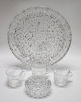 Блюдо круглое Шкатулка с крышкой и 3 чашки хрусталь СССР