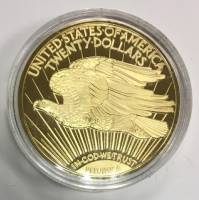 (Реплика) Монета США 1933 год 20 долларов "Двойной орёл" Золочение  PROOF