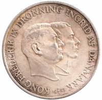 (1953) Монета Дания 1953 год 2 кроны "Объявление Гренландии частью Дании"  Серебро Ag 925  UNC
