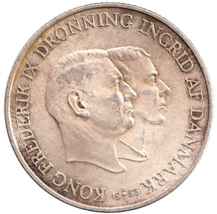 (1953) Монета Дания 1953 год 2 кроны &quot;Объявление Гренландии частью Дании&quot;  Серебро Ag 925  UNC