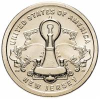 (04p) Монета США 2019 год 1 доллар "Лампочка Эдисона"  Латунь  UNC