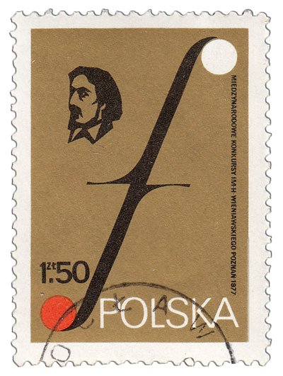 (1977-033) Марка Польша "Генрик Венявский "    Международный скрипичный конкурс в Польше (Познань) I