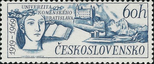 (1969-86) Марка Чехословакия &quot;50 лет Университету Братиславы&quot;    Годовщина научных и культурных учре