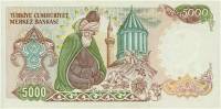 (,) Банкнота Турция 1985 год 5 000 лир "Мустафа Кемаль Ататюрк"   UNC