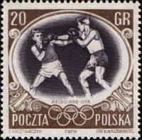 (1956-033) Марка Польша "Бокс"   XVI Олимпийские игры в Мельбурне III Θ