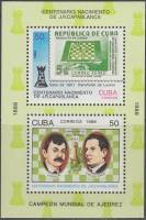 (1988-059) Блок марок  Куба "Э. Ласкер и Р. Капабланка"    100 лет со дня рождения Хосе Рауля Капабл